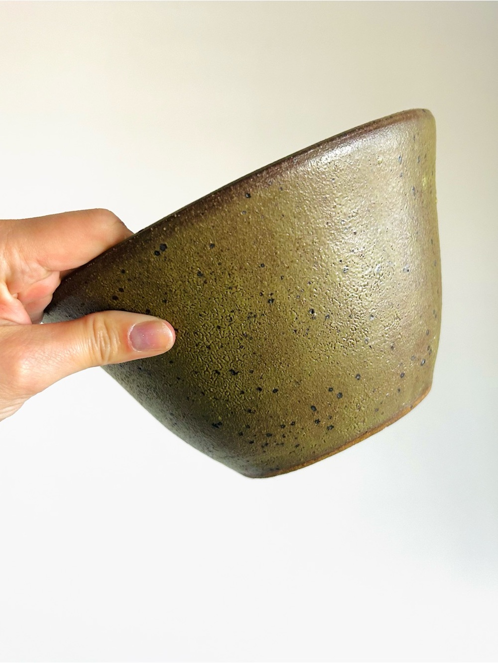 Handmade Speckled Olive Ceramic Bowl